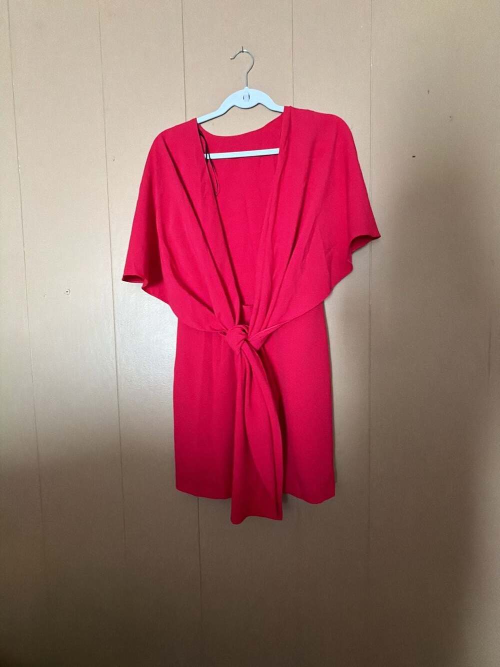 Zara Woman Red Cape Overlay Mini Dress Size S - Picture 3 of 5